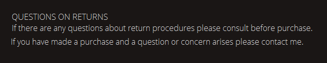 QUESTIONS ON RETURNS. If there are any questions about return procedures please consult before purchase. If you have made a purchase and a question or concern arises please contact me.  jka@artbyjka.com.